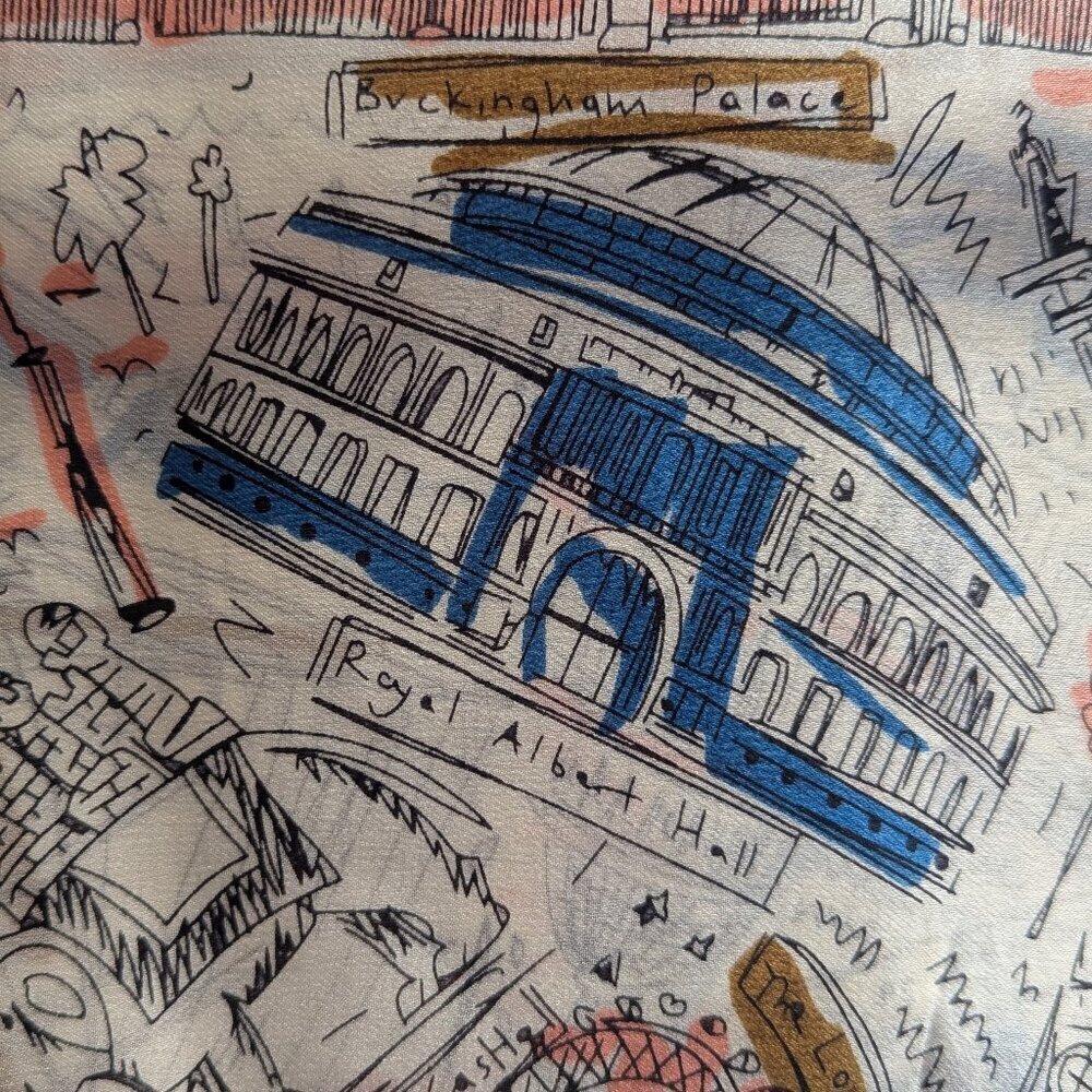 Burberry 100% Silk Scarf London Theme - Picture 9 of 10